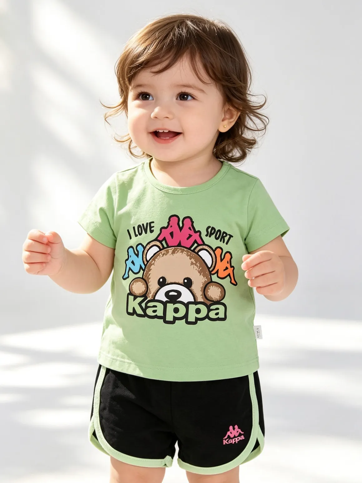 Kappa Completo corto da neonata 2 pezzi con t-shirt e shorts - turchese