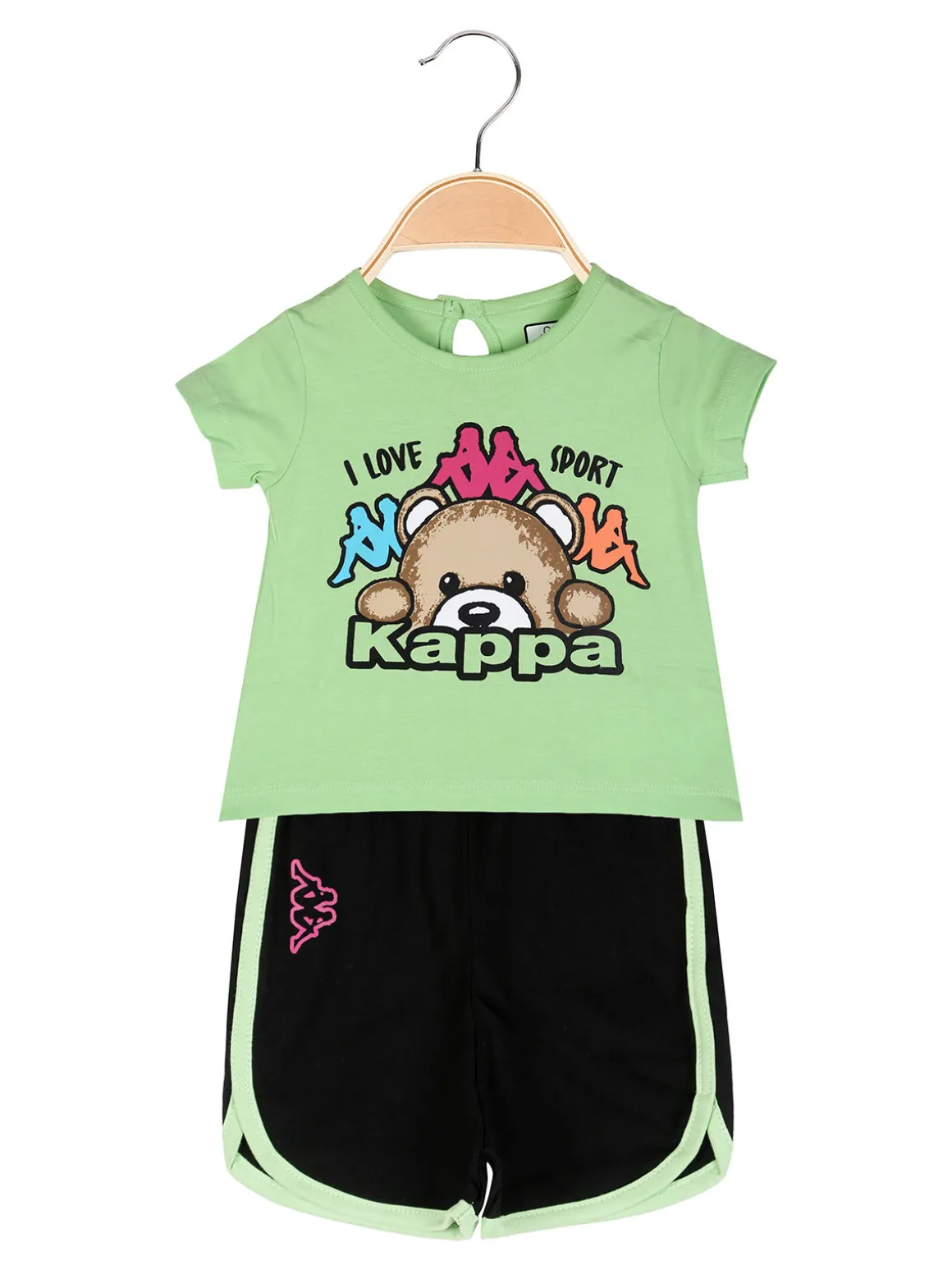 Kappa Completo corto da neonata 2 pezzi con t-shirt e shorts - turchese