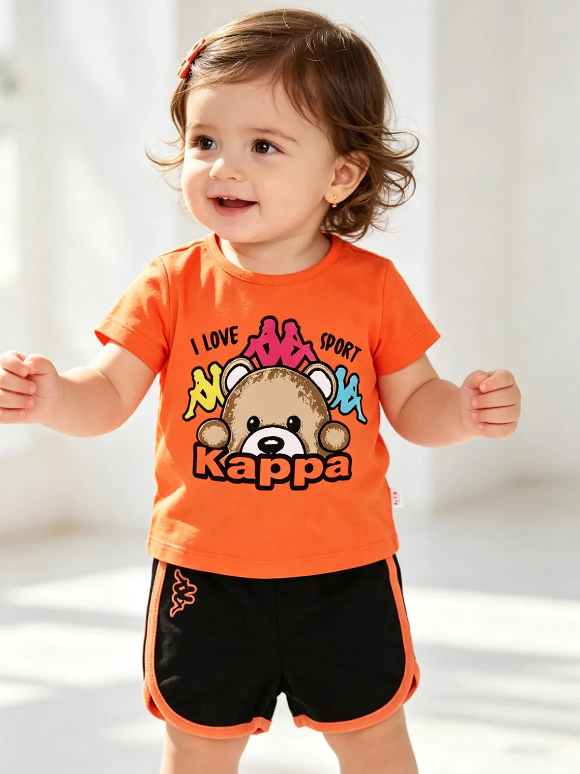 Kappa Completo corto da neonata 2 pezzi con t-shirt e shorts - arancione