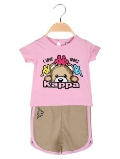 Kappa Completo corto da neonata 2 pezzi con t-shirt e shorts - rosa