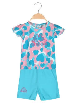 Kappa Completo corto da neonata 2 pezzi in cotone con maniche a volant e shorts - turchese