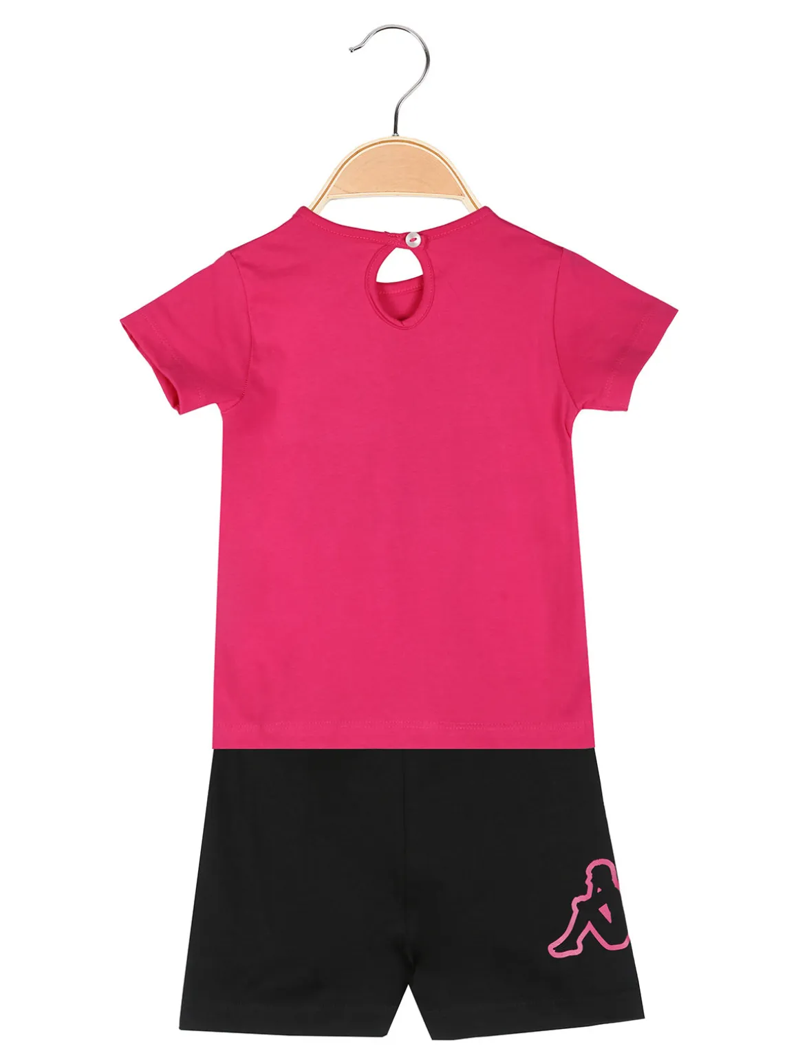 Kappa Completo corto da neonata in cotone con t-shirt orsacchiotto e shorts - fucsia
