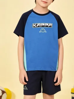Kappa Completo corto da ragazzo in cotone con logo - blu