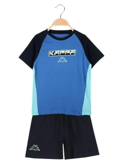 Kappa Completo corto da ragazzo in cotone con logo - blu