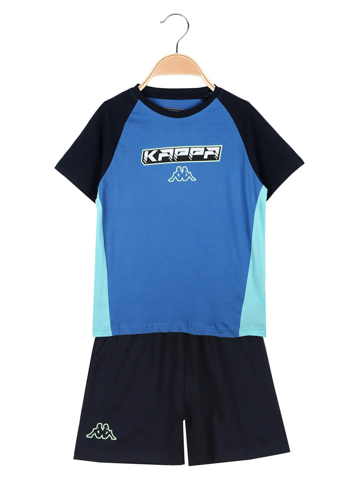 Kappa Completo corto da ragazzo in cotone con logo - blu