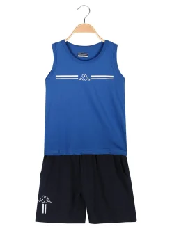 Kappa Completo corto da ragazzo in cotone con canotta e bermuda - blu