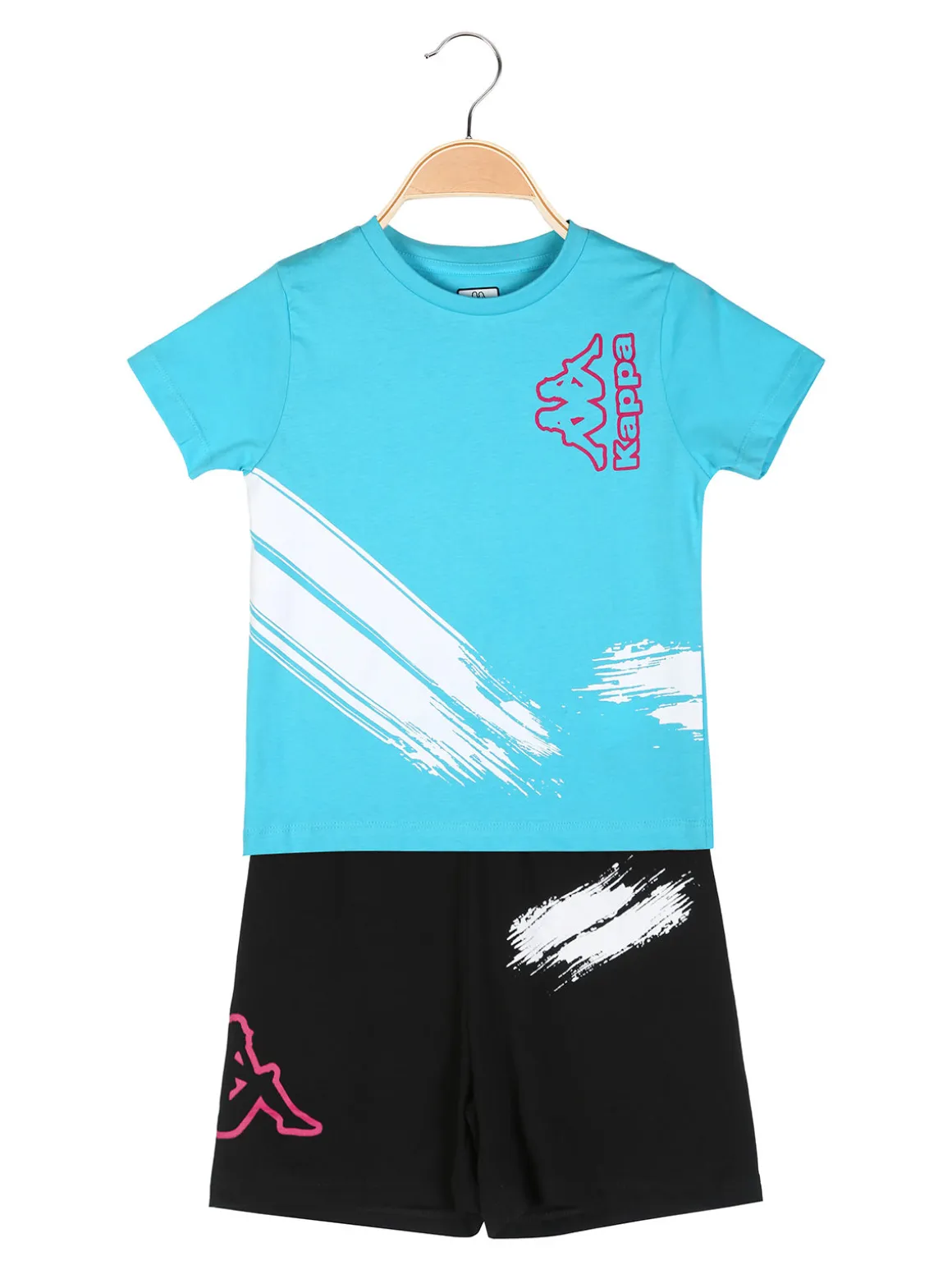 Kappa Completo corto da ragazza in cotone con t-shirt e shorts - turchese