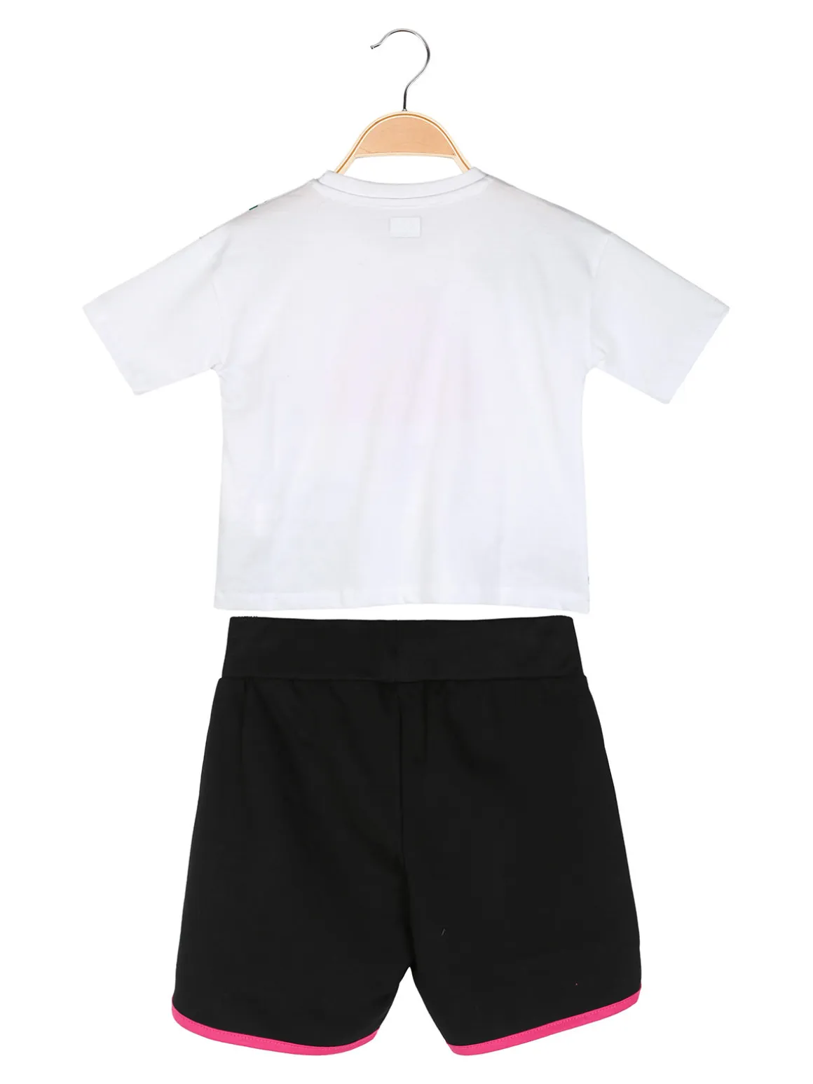 Kappa Completo corto da ragazza in cotone con t-shirt cropped e shorts - bianco