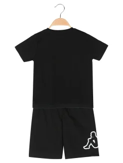 Kappa Completo corto da ragazza in cotone con t-shirt e shorts - nero
