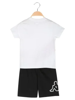 Kappa Completo corto da ragazza in cotone con t-shirt e shorts - bianco