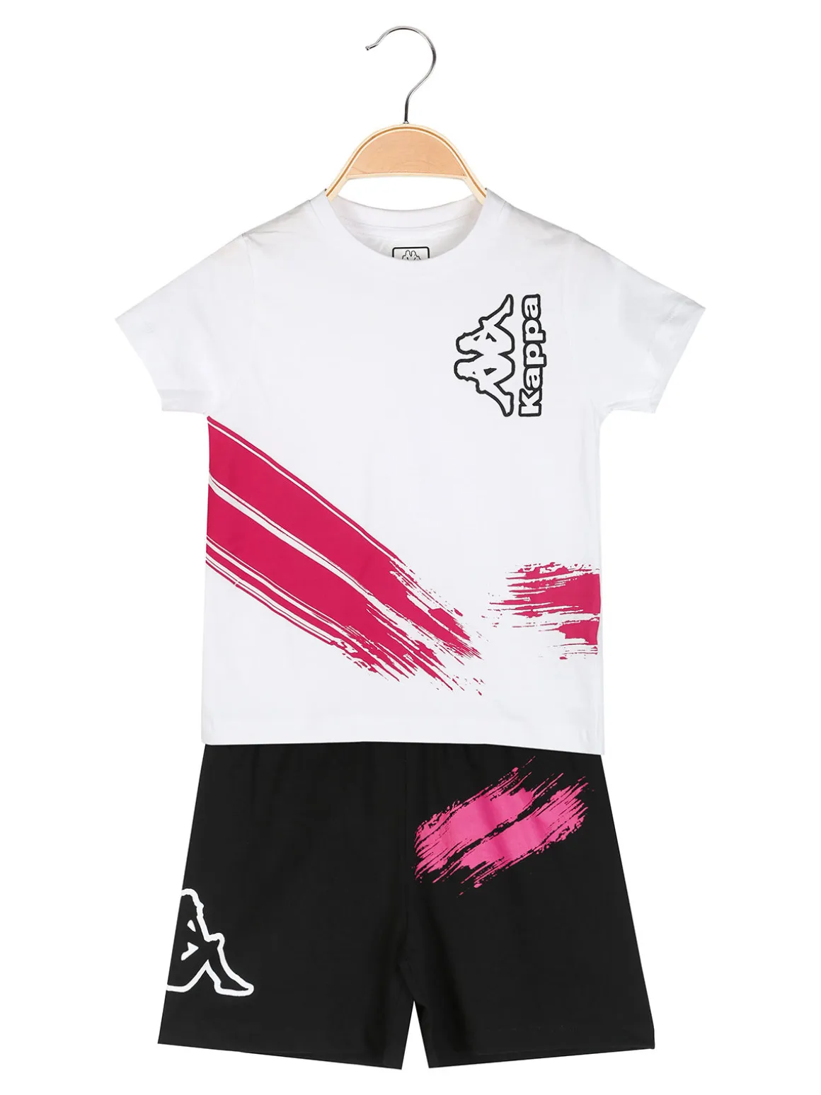 Kappa Completo corto da ragazza in cotone con t-shirt e shorts - bianco