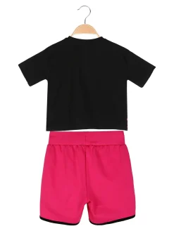Kappa Completo corto da ragazza in cotone con t-shirt cropped e shorts - nero