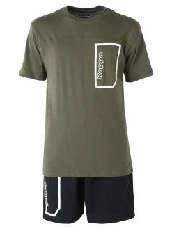 Kappa Completo corto da uomo in cotone con logo - militare