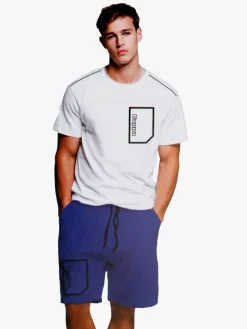 Kappa Completo corto da uomo in cotone con logo - bianco