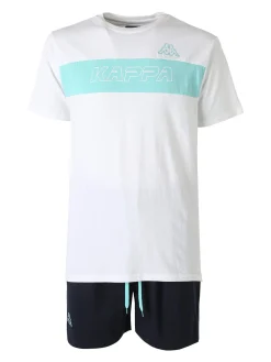 Kappa Completo corto da uomo in cotone con logo - bianco