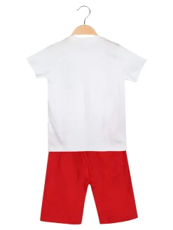 Kappa Completo corto in cotone da bambino con t-shirt e bermuda - bianco