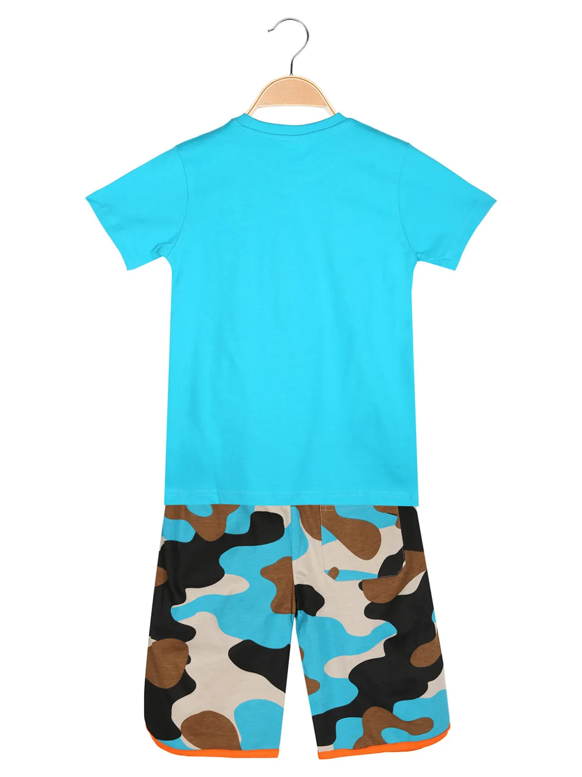 Kappa Completo corto 2 pezzi da ragazzo in cotone con t-shirt e bermuda militare - turchese