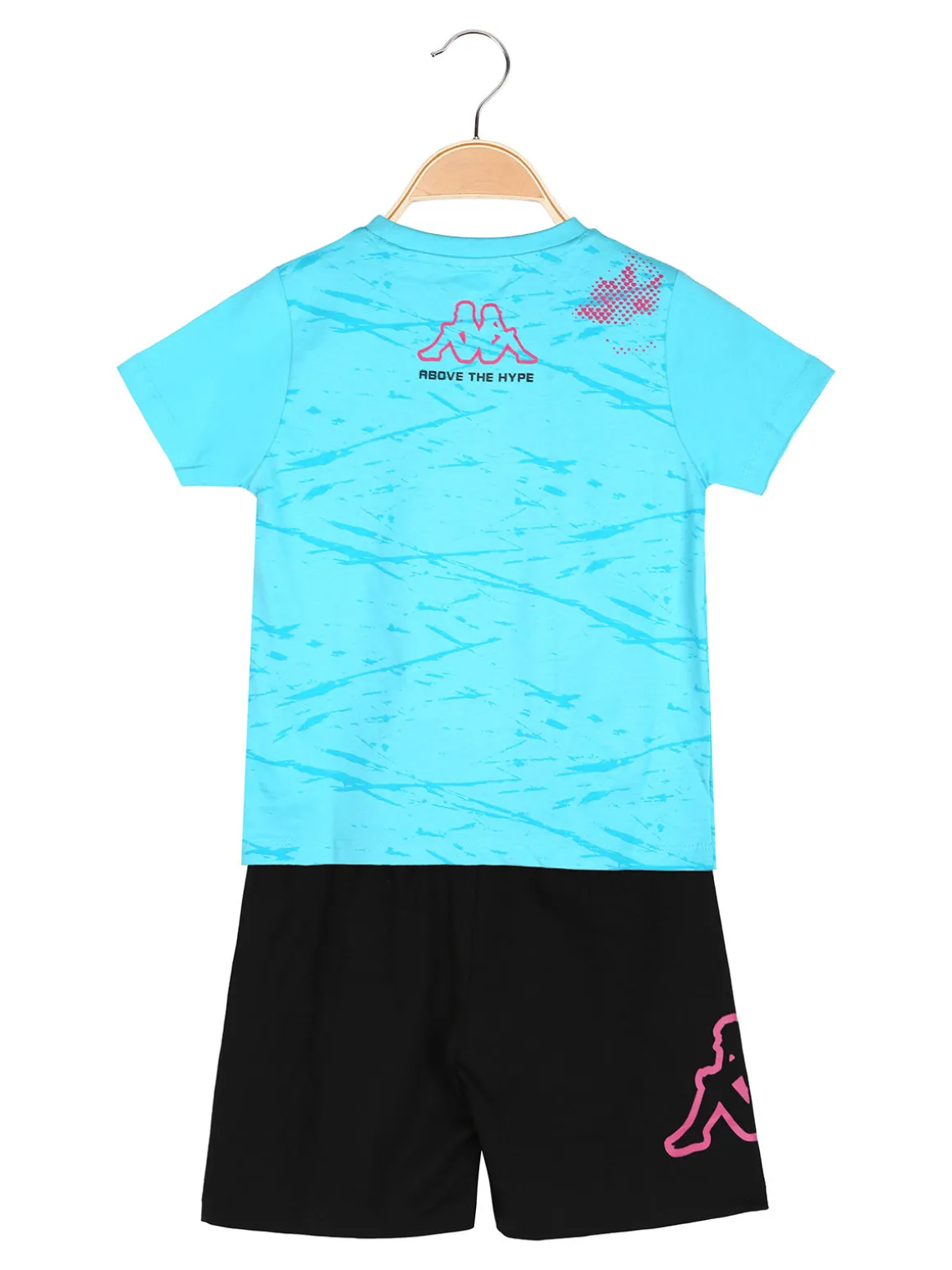Kappa Completo corto 2 pezzi da ragazza in cotone con t-shirt e shorts - turchese