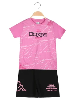 Kappa Completo corto 2 pezzi da ragazza in cotone con t-shirt e shorts - rosa