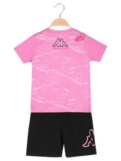 Kappa Completo corto 2 pezzi da ragazza in cotone con t-shirt e shorts - rosa