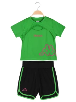 Kappa Completo corto 2 pezzi da ragazza con t-shirt e shorts - verde