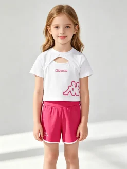 Kappa Completo corto 2 pezzi da ragazza con t-shirt e shorts - bianco