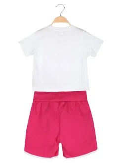 Kappa Completo corto 2 pezzi da ragazza con t-shirt e shorts - bianco