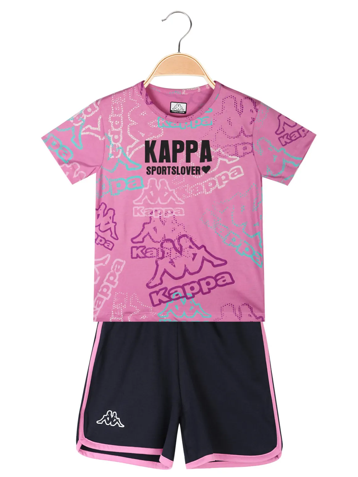 Kappa Completo corto 2 pezzi in cotone da bambina con t-shirt e shorts