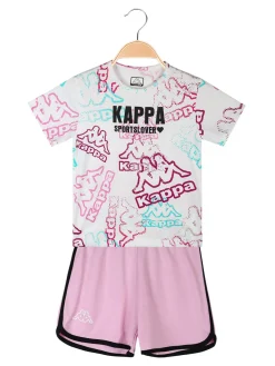 Kappa Completo corto 2 pezzi in cotone da bambina con t-shirt e shorts