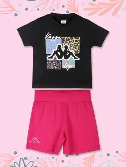 Kappa Completo corto 2 pezzi in cotone da ragazza con t-shirt e shorts