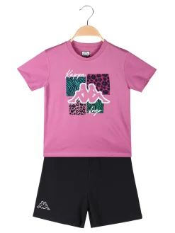 Kappa Completo corto 2 pezzi in cotone da bambina con t-shirt e shorts