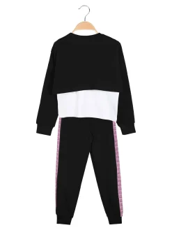 Kappa Completo da bambina 3 pezzi con felpa cropped e top con logo - nero