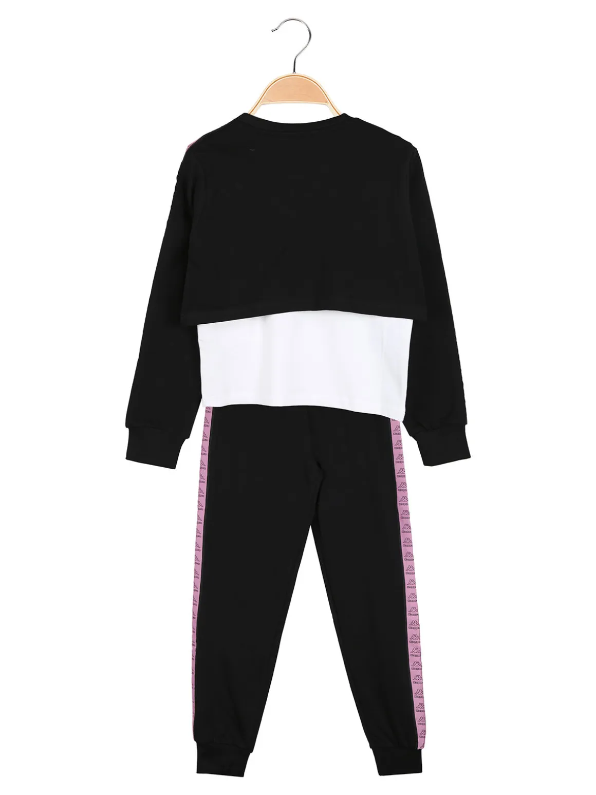 Kappa Completo da bambina 3 pezzi con felpa cropped e top con logo - nero