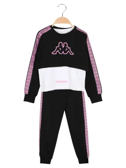 Kappa Completo da bambina 3 pezzi con felpa cropped e top con logo - nero