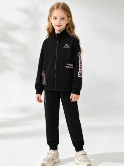 Kappa Completo da ragazza 2 pezzi con zip - nero