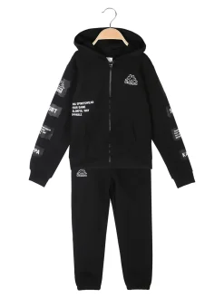 Kappa Completo da ragazzo 2 pezzi con cappuccio e zip - nero
