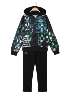 Kappa Completo da ragazzo 2 pezzi con cappuccio e zip - grigio scuro