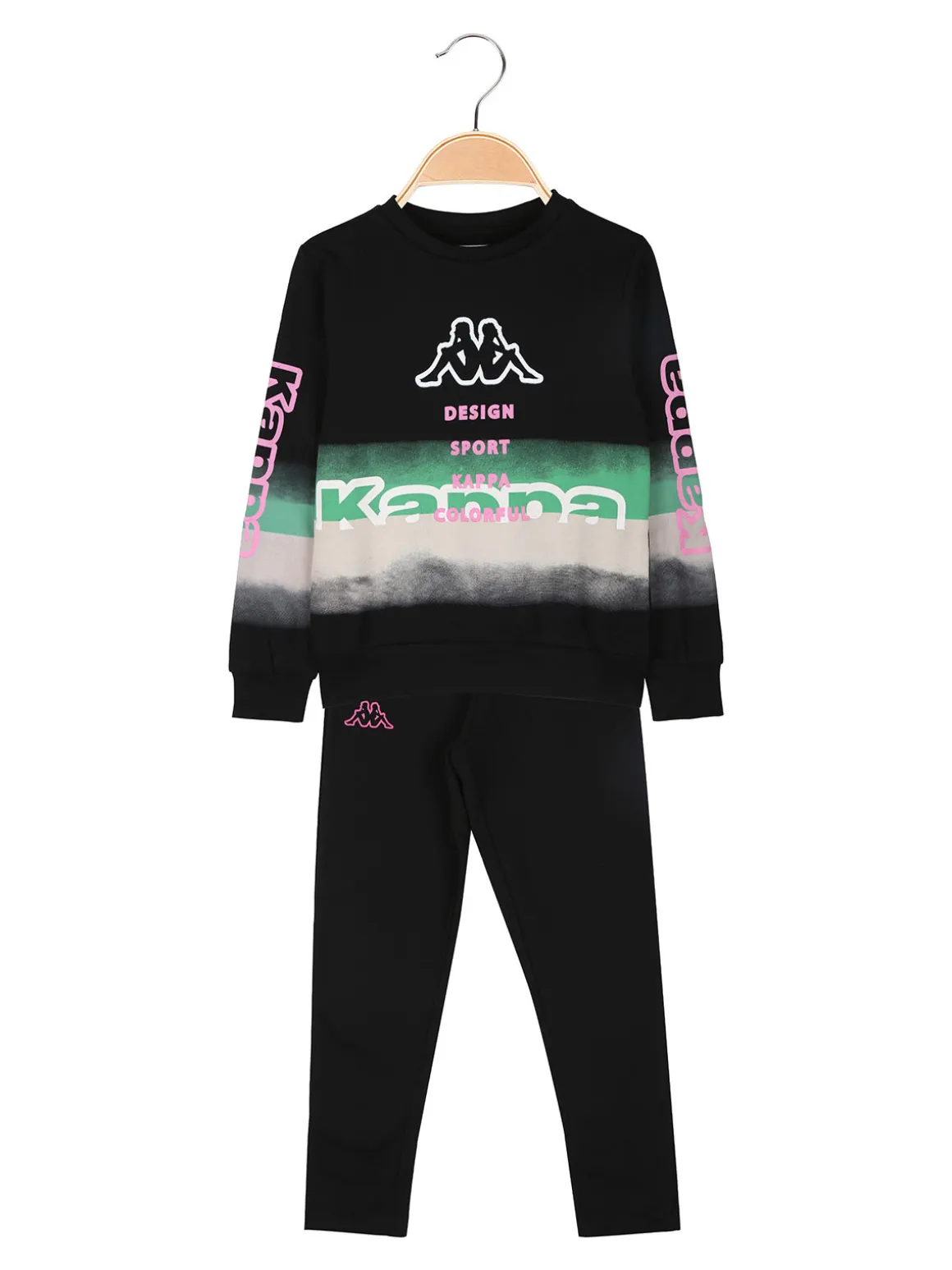Kappa Completo girocollo da bambina felpato 2 pezzi - nero
