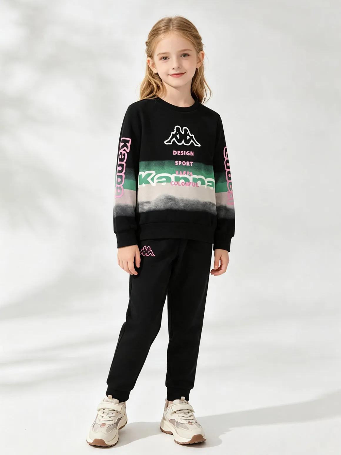 Kappa Completo girocollo da bambina felpato 2 pezzi - nero