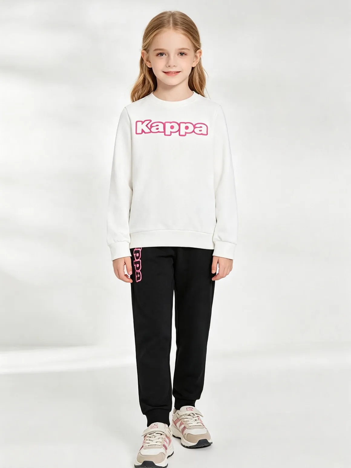 Kappa Completo girocollo da ragazza 2 pezzi - bianco