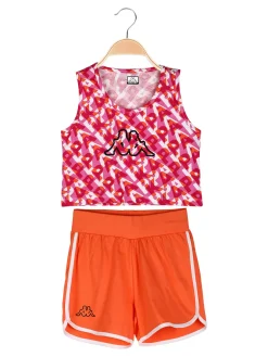Kappa Completo smanicato da ragazza in cotone con canotta cropped e shorts - arancione