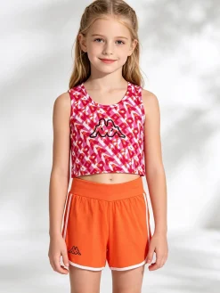 Kappa Completo smanicato da ragazza in cotone con canotta cropped e shorts - arancione