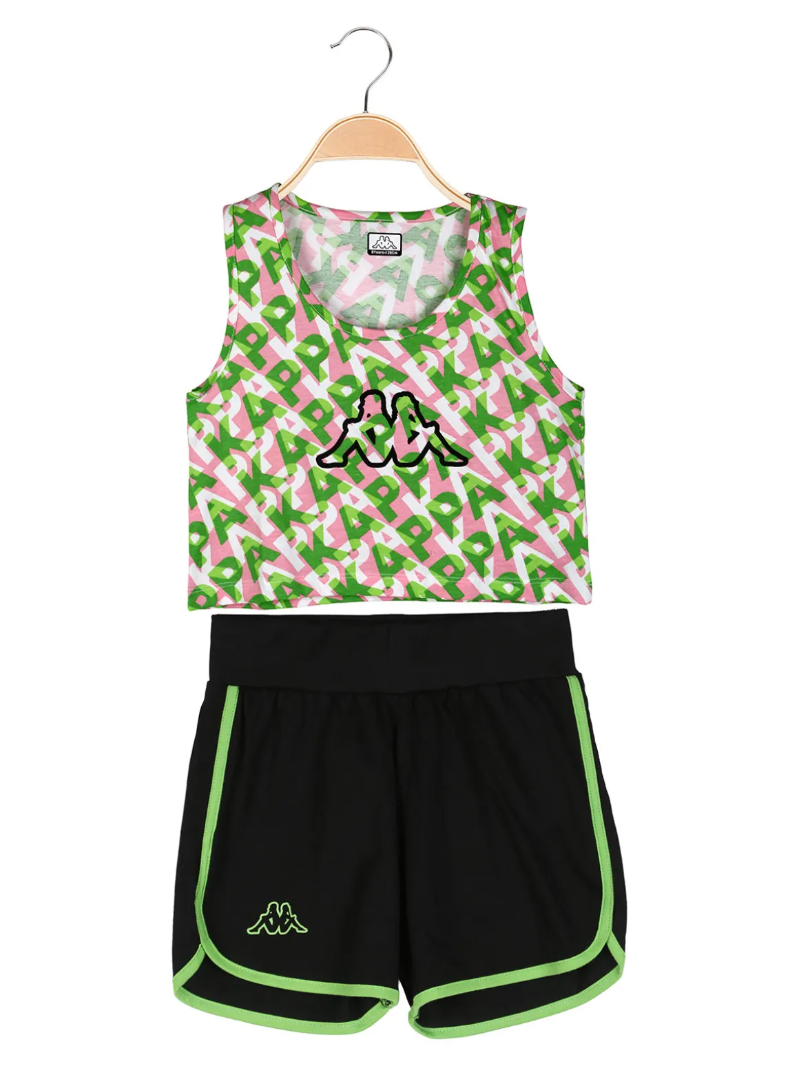 Kappa Completo smanicato da ragazza in cotone con canotta cropped e shorts - verde