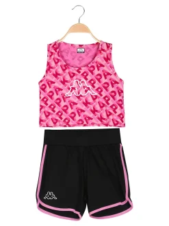 Kappa Completo smanicato da ragazza in cotone con canotta cropped e shorts - fucsia