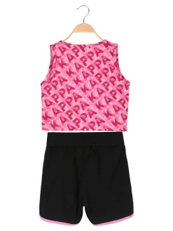 Kappa Completo smanicato da ragazza in cotone con canotta cropped e shorts - fucsia