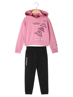 Kappa Completo tuta cropp 2 pezzi da bambina con cappuccio - rosa