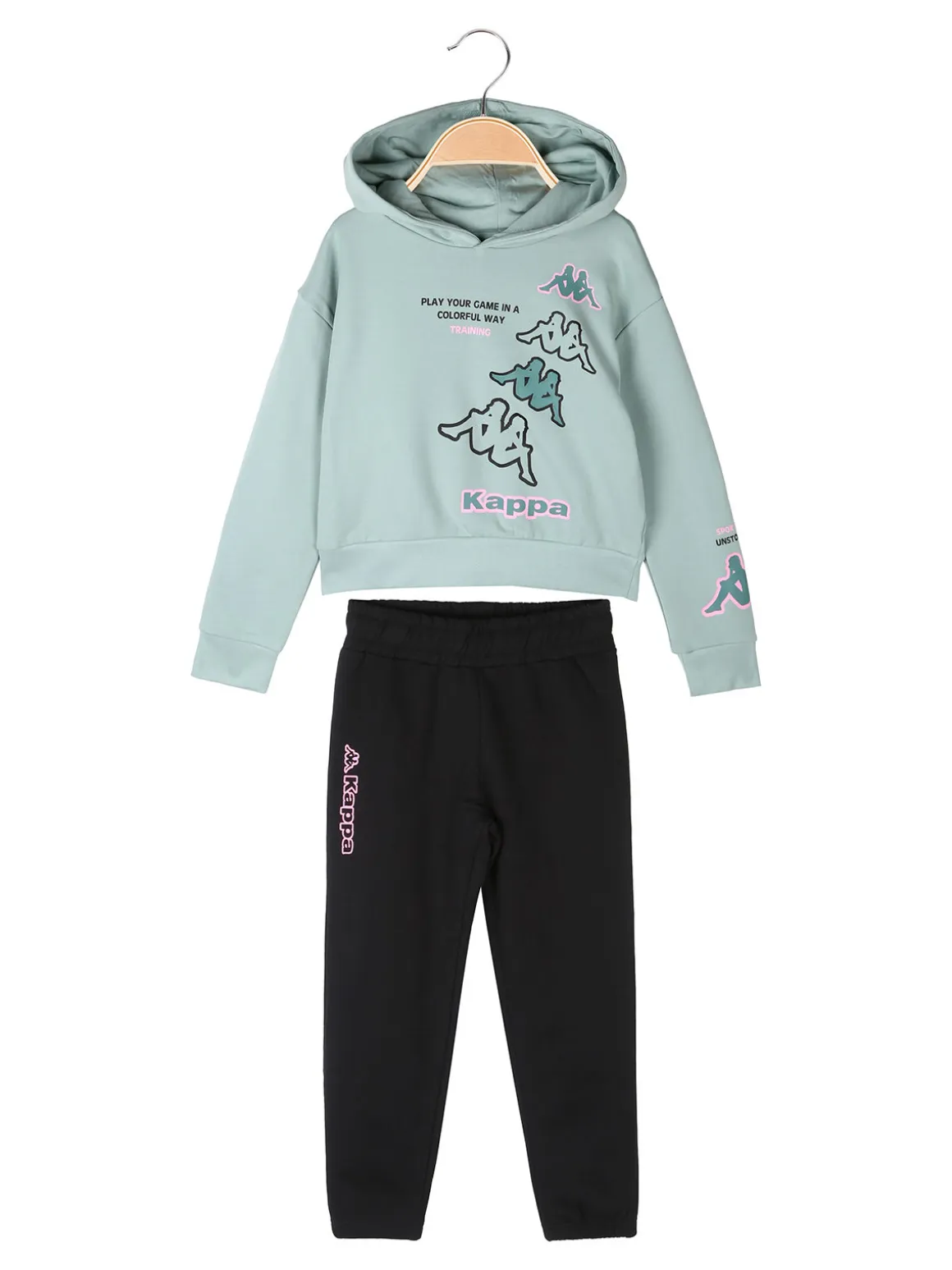 Kappa Completo tuta cropp 2 pezzi da bambina con cappuccio - blu