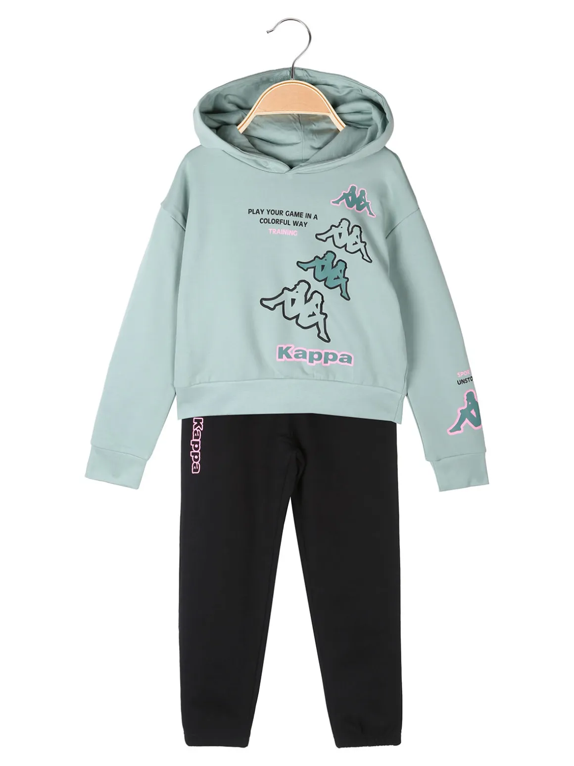 Kappa Completo tuta cropp 2 pezzi da bambina con cappuccio - blu