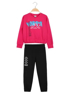 Kappa Completo tuta da bambina con felpa cropp e pantaloni in cotone - fucsia