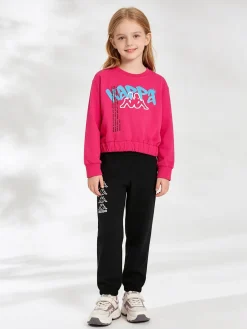 Kappa Completo tuta da bambina con felpa cropp e pantaloni in cotone - fucsia